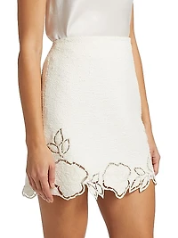 Tweed Floral Cut-Out Miniskirt