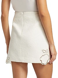 Tweed Floral Cut-Out Miniskirt