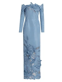 Off-The-Shoulder Appliquéd Gown