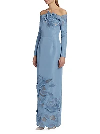 Off-The-Shoulder Appliquéd Gown