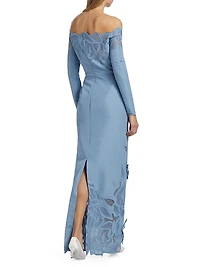 Off-The-Shoulder Appliquéd Gown