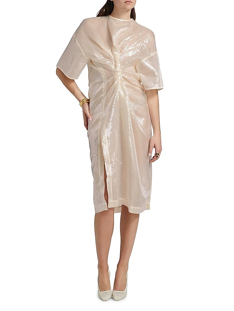 Knotted Sequin Midi-Dress