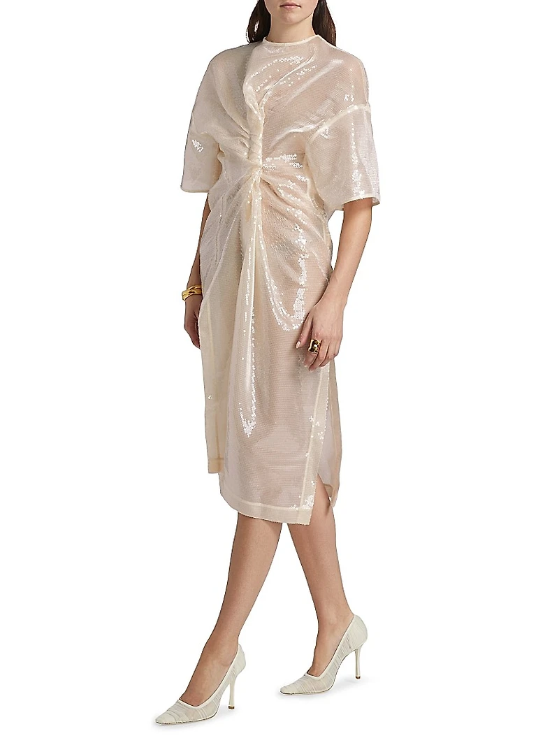 Knotted Sequin Midi-Dress