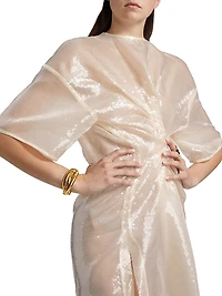 Knotted Sequin Midi-Dress