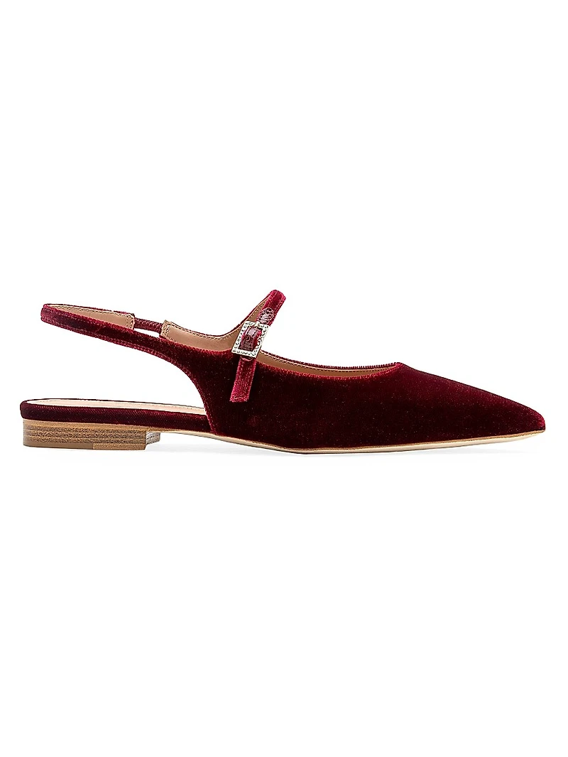Malone Souliers x Tabitha Simmons Karla Velvet Slingback Flats
