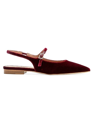 Malone Souliers x Tabitha Simmons Karla Velvet Slingback Flats