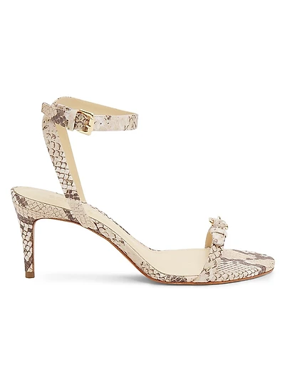Aurora 75MM Snake-Embossed Leather Sandals