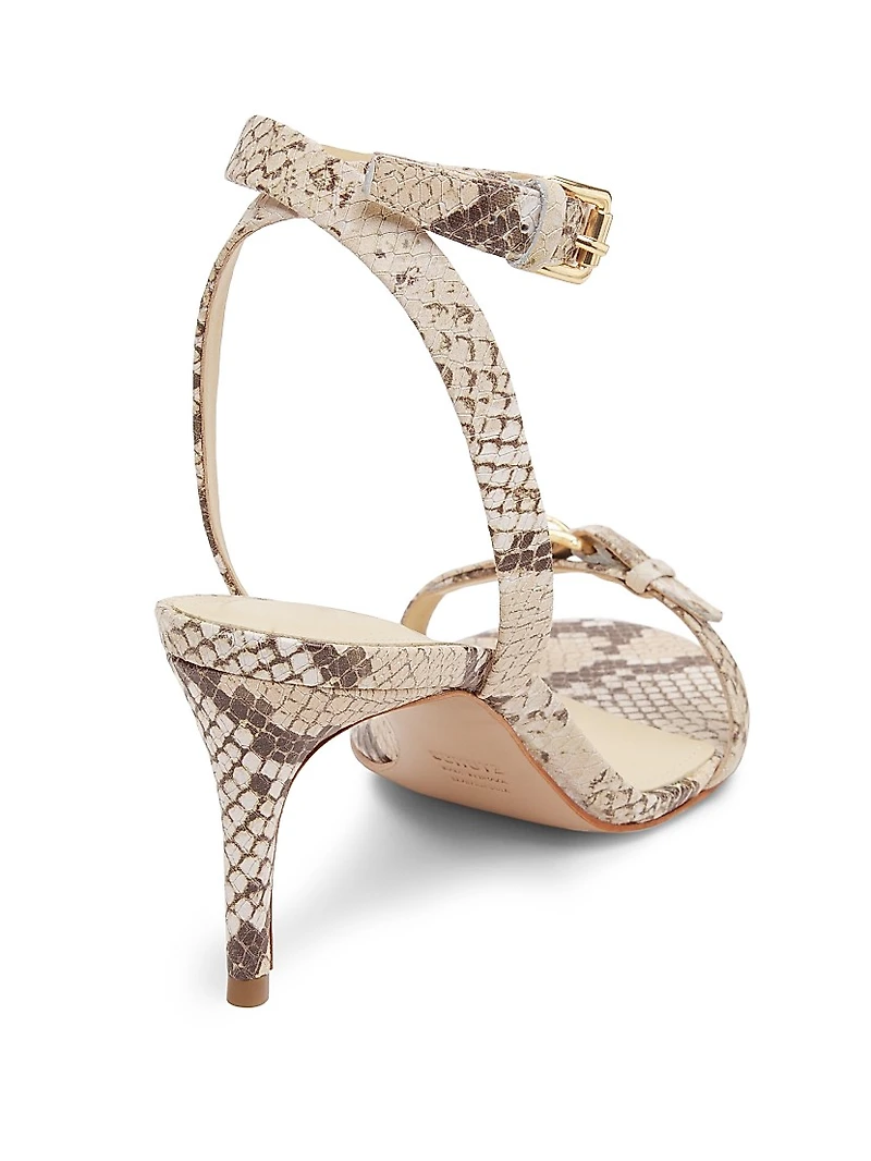 Aurora 75MM Snake-Embossed Leather Sandals