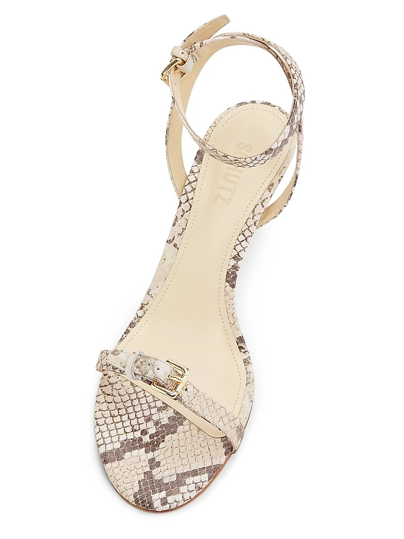 Aurora 75MM Snake-Embossed Leather Sandals