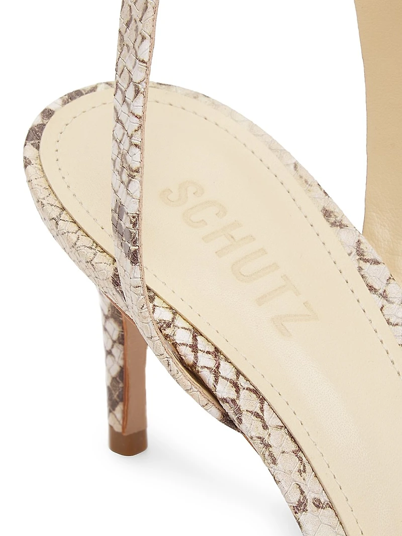 Aurora 75MM Snake-Embossed Leather Sandals