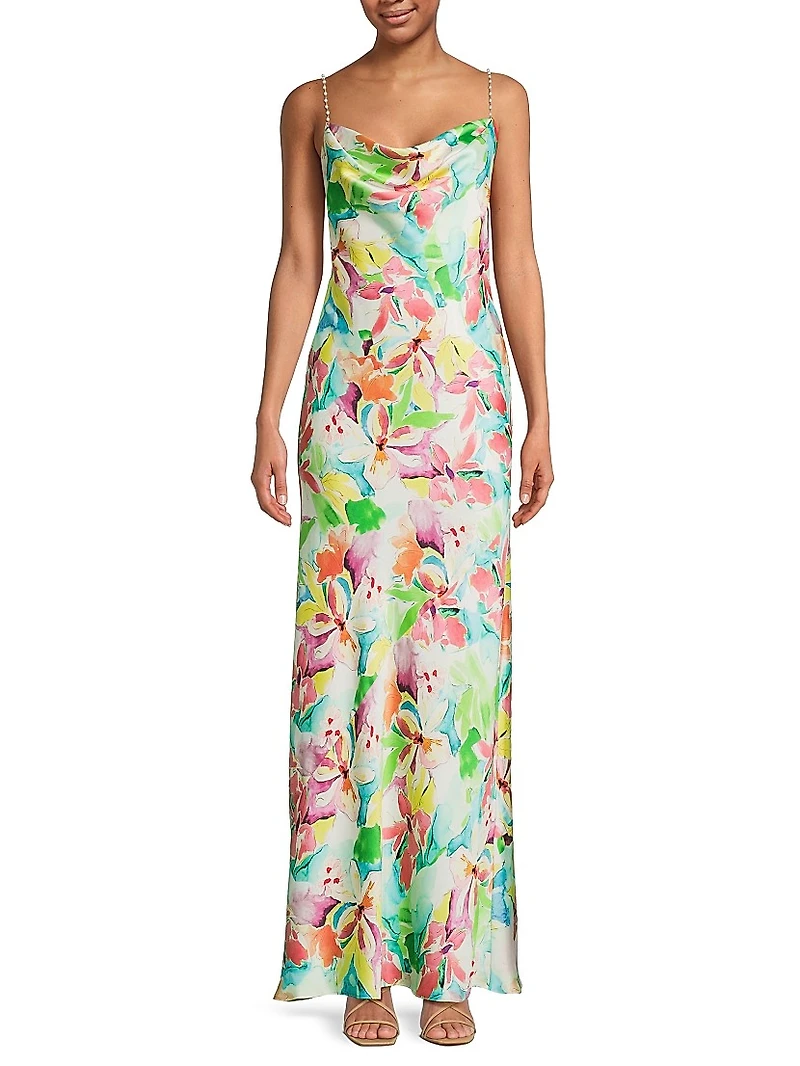 Lola Floral Sateen A-Line Gown