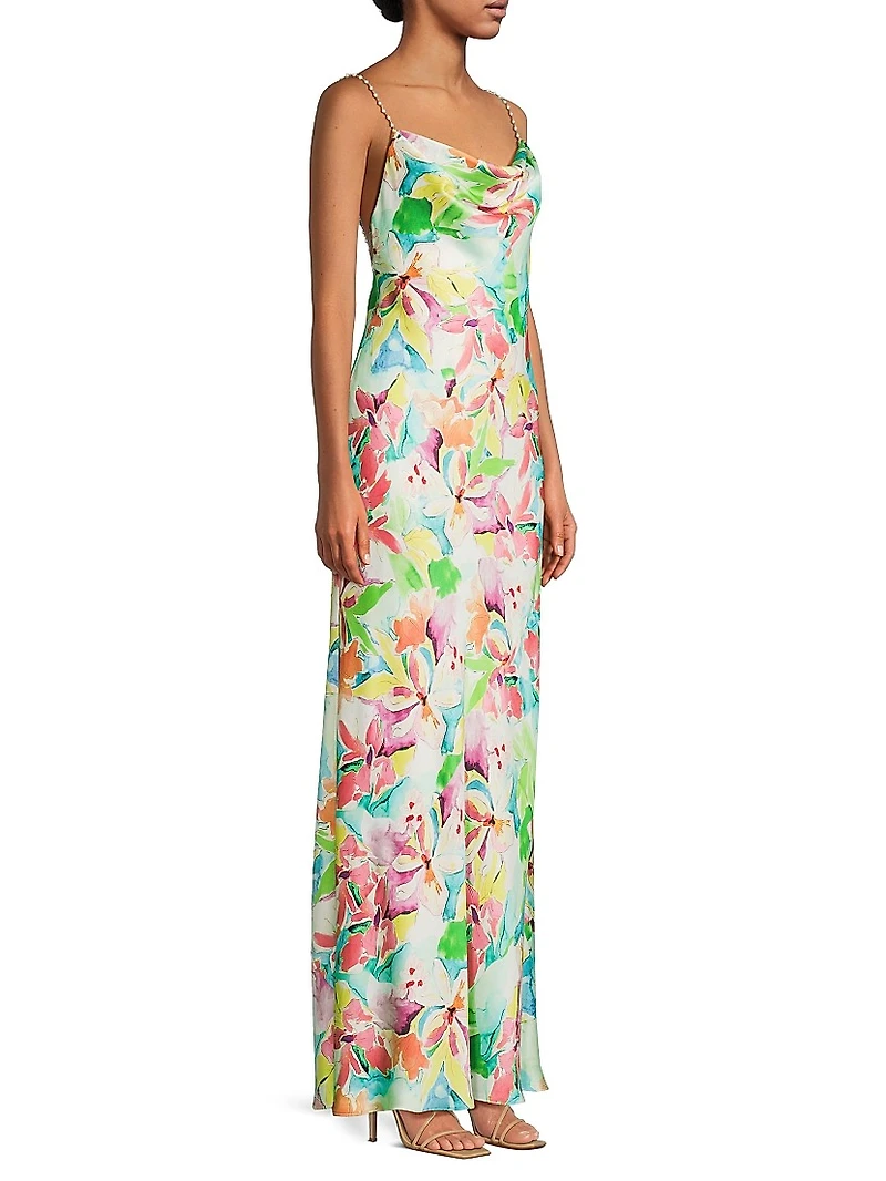 Lola Floral Sateen A-Line Gown