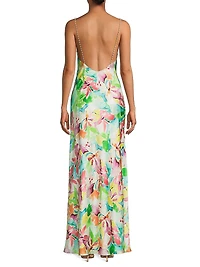 Lola Floral Sateen A-Line Gown