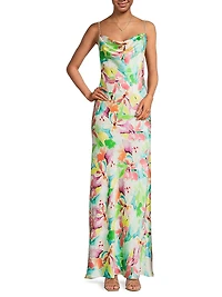 Lola Floral Sateen A-Line Gown