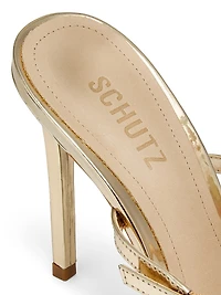 Cassandra 100MM Embellished Metallic Leather Sandals