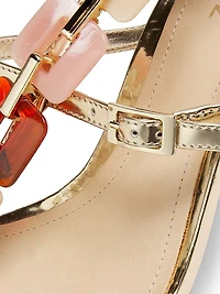 Cassandra 100MM Embellished Metallic Leather Sandals