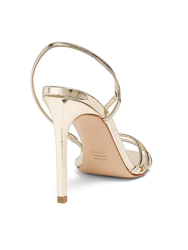Inez 100MM Metallic Leather Sandals
