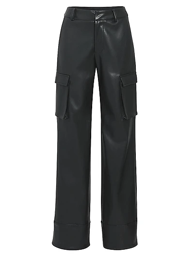Fifer Leather Mid Rise Cargo Pant