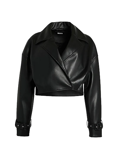 Koda Leather Cropped Trench Jacket