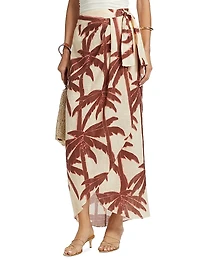 Las Islas Winter Sun Shore Linen Wrap Skirt