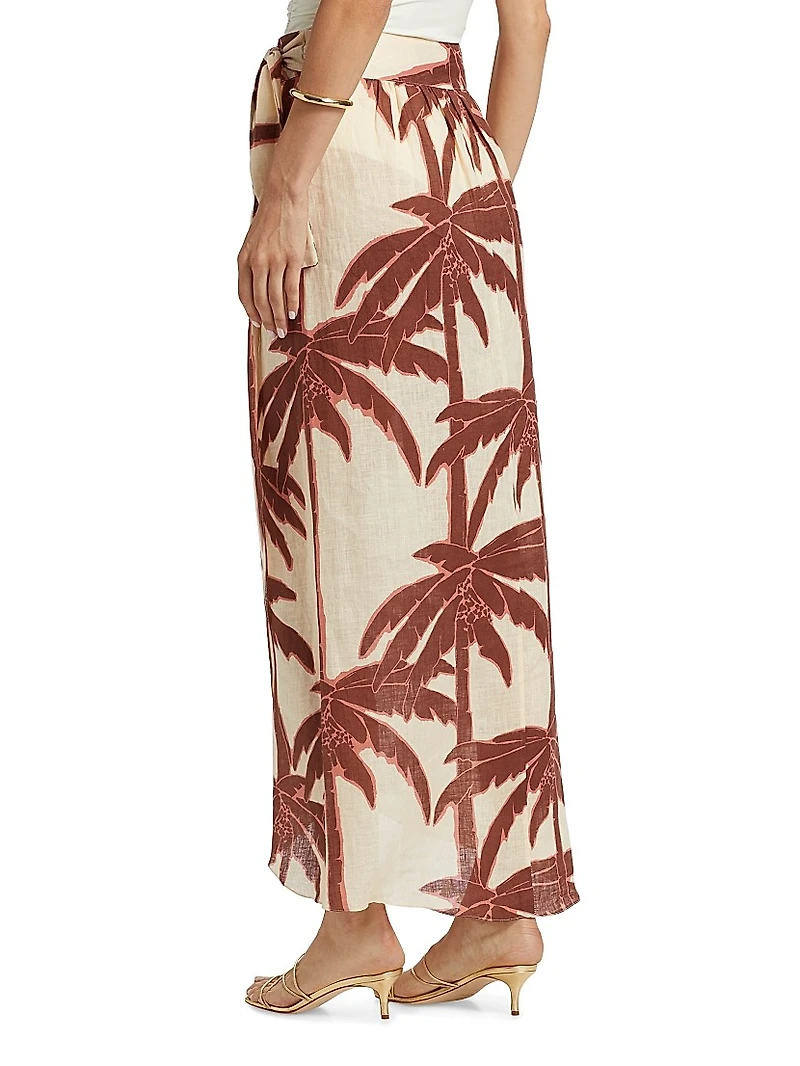 Las Islas Winter Sun Shore Linen Wrap Skirt