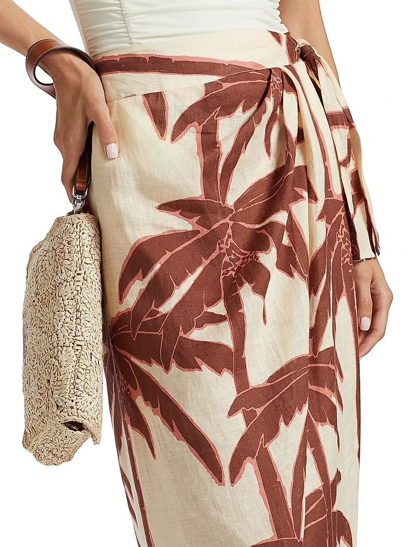 Las Islas Winter Sun Shore Linen Wrap Skirt