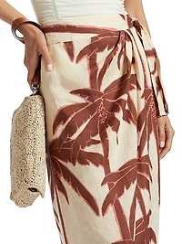 Las Islas Winter Sun Shore Linen Wrap Skirt