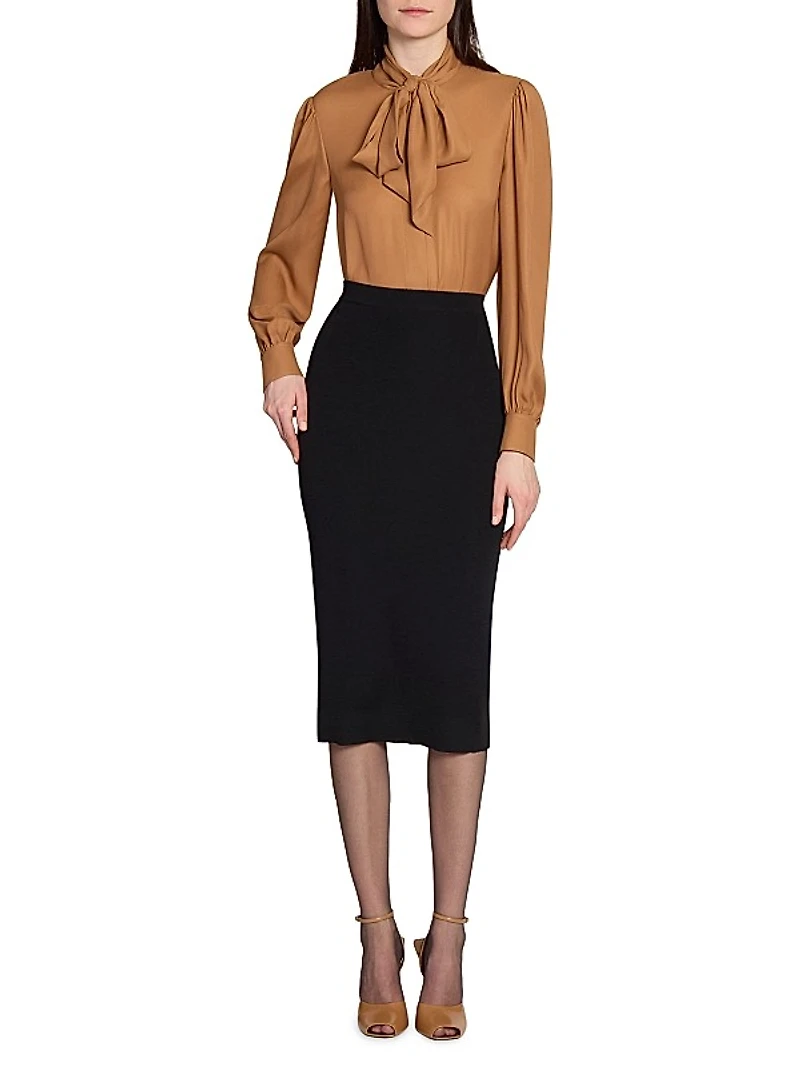 Pencil Skirt in Ribbed Wool