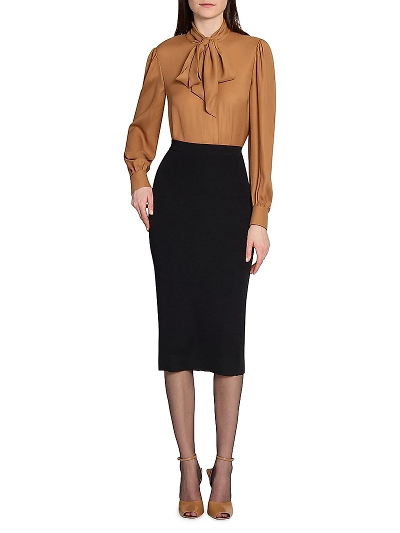 Pencil Skirt in Ribbed Wool