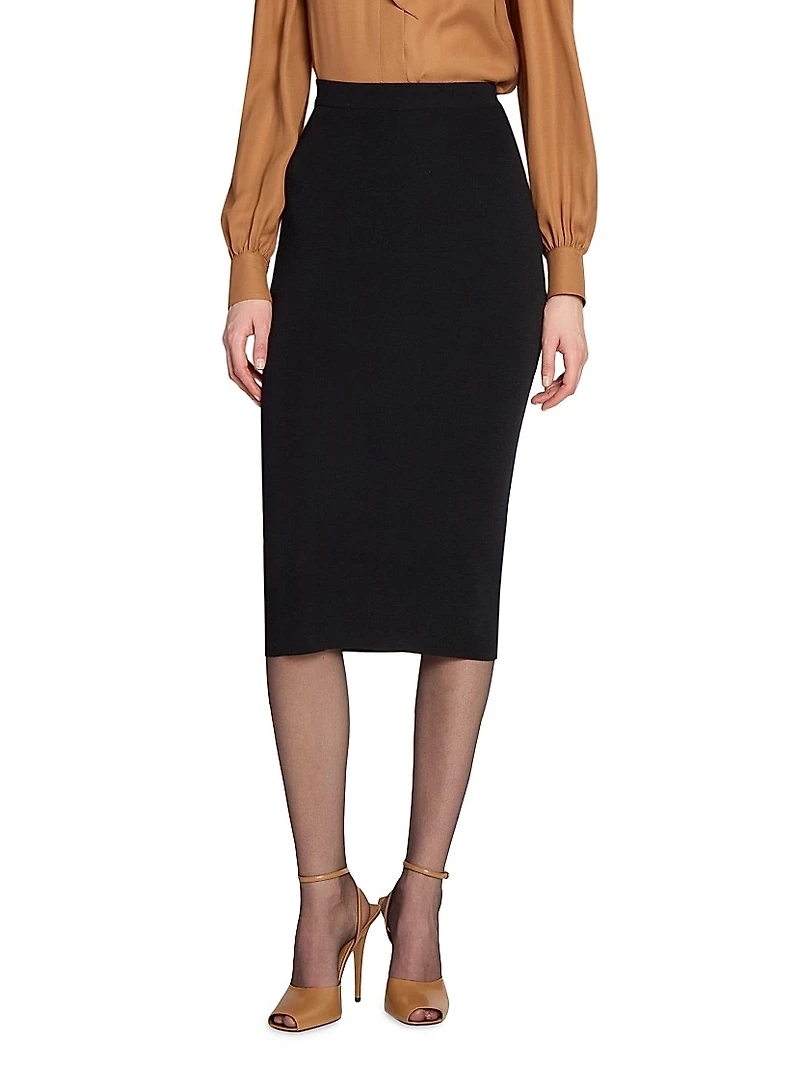 Pencil Skirt in Ribbed Wool