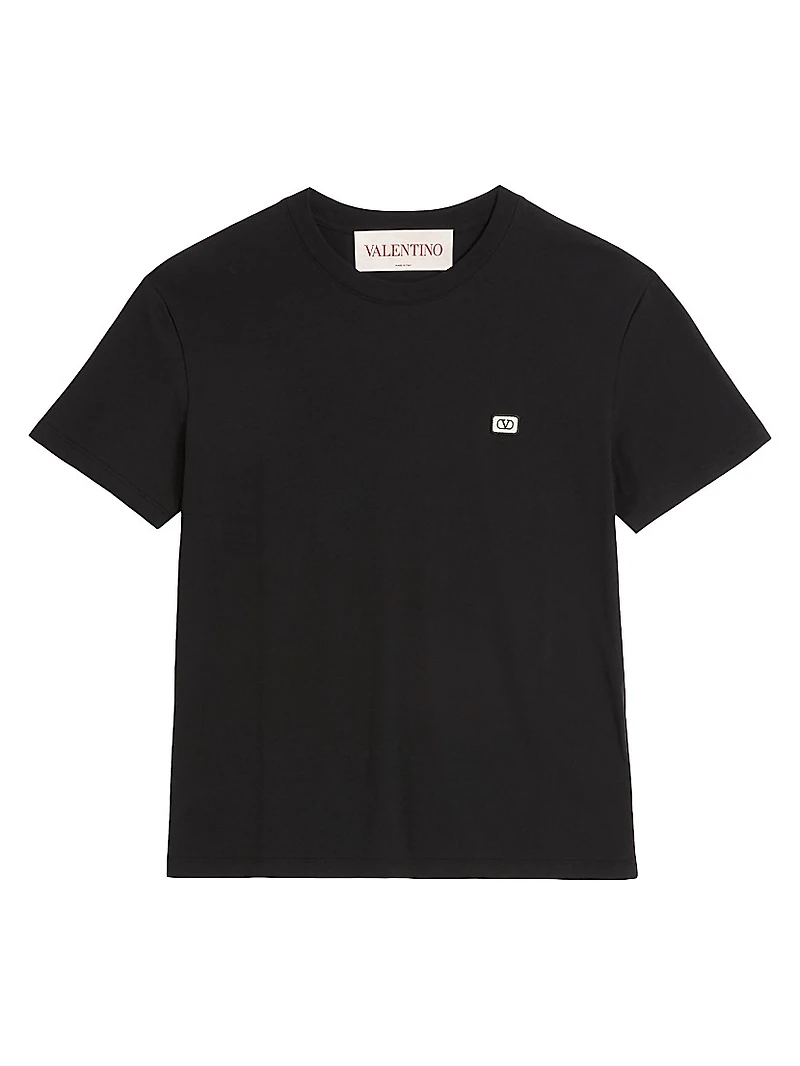 Cotton T-Shirt with VLogo Patch