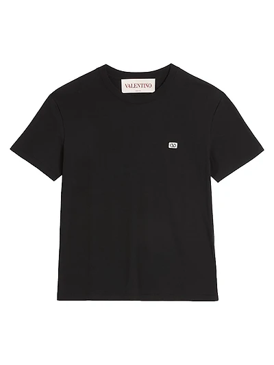 Cotton T-Shirt with VLogo Patch