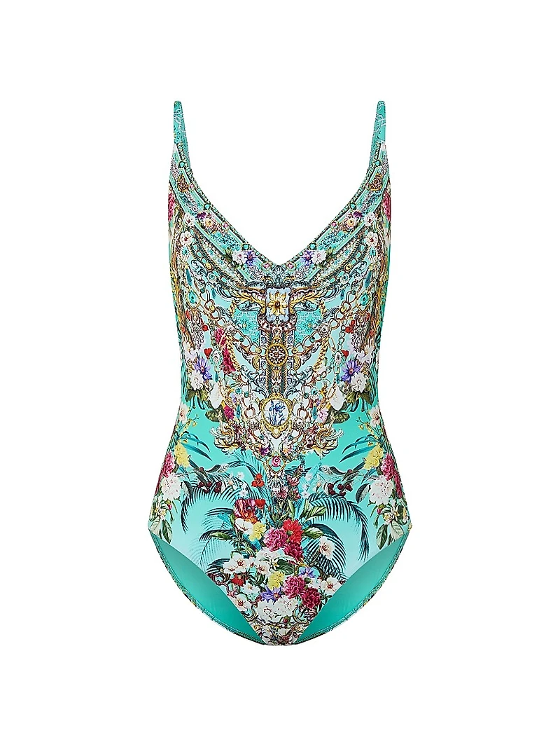 Floral Underwire V-Neck Swimsuit
