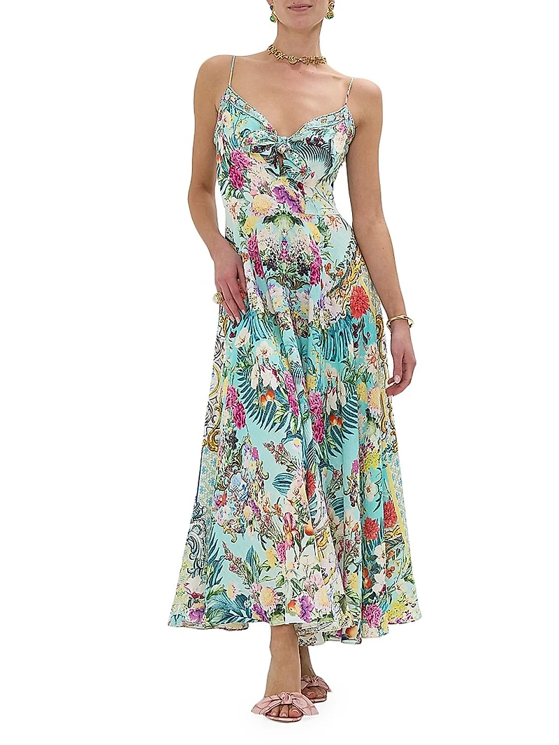 Tie-Front Linen Maxi Dress