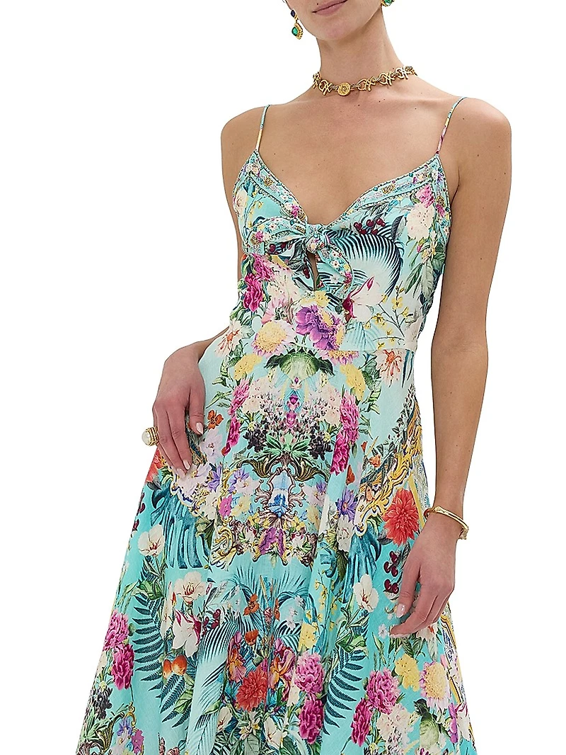 Tie-Front Linen Maxi Dress