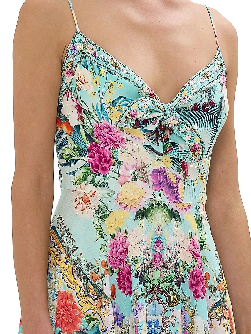Tie-Front Linen Maxi Dress