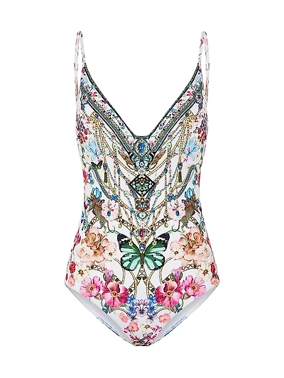 Wired V-Neck One-Piece Swimsuit