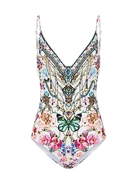 Wired V-Neck One-Piece Swimsuit