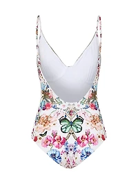 Wired V-Neck One-Piece Swimsuit