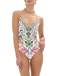 Wired V-Neck One-Piece Swimsuit