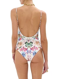 Wired V-Neck One-Piece Swimsuit
