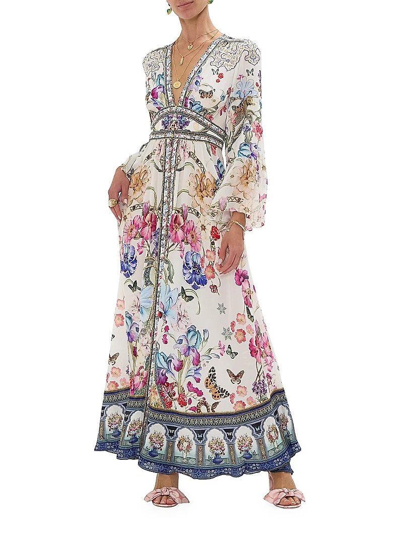 Silk Printed Maxi Dress