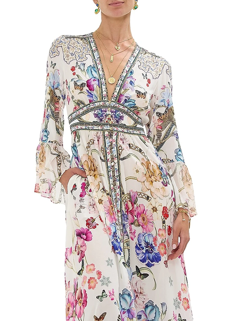 Silk Printed Maxi Dress