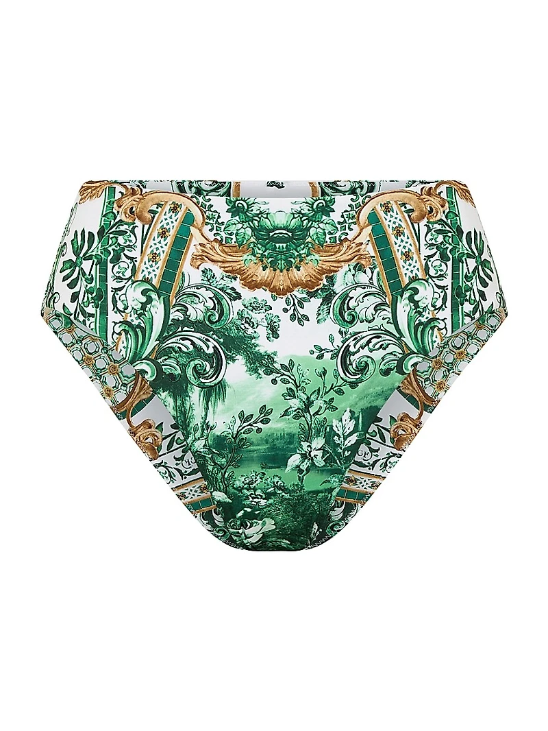 Printed Mid-Rise Bikini Bottoms