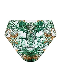 Printed Mid-Rise Bikini Bottoms
