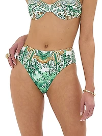 Printed Mid-Rise Bikini Bottoms