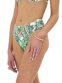 Printed Mid-Rise Bikini Bottoms
