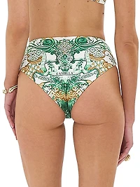 Printed Mid-Rise Bikini Bottoms