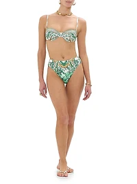 Printed Mid-Rise Bikini Bottoms