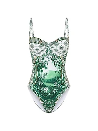 Printed Ruched One-Piece Swimsuit